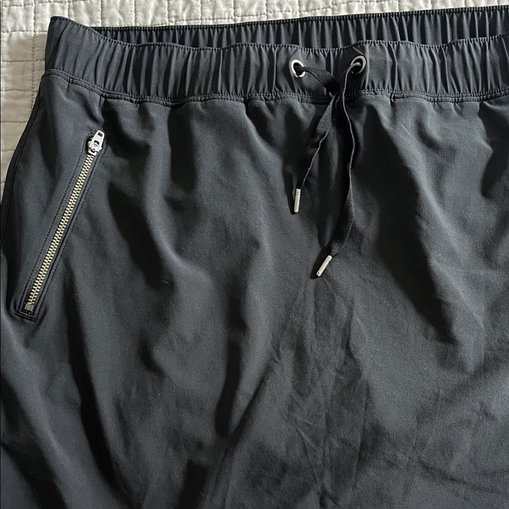 Black Athletic Drawstring Skirt with Zip Pockets